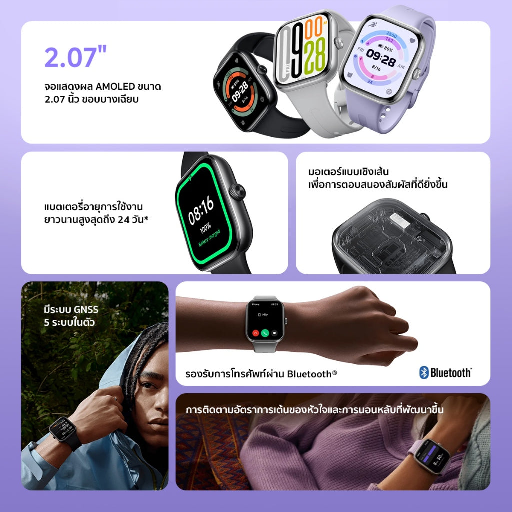 Xiaomi Redmi Watch 5 จอแสดงผลขนาด 2.07 นิ้ว 60Hz อายุการใช้งานแบตเตอรี่ยาวนานถึง 24 วัน