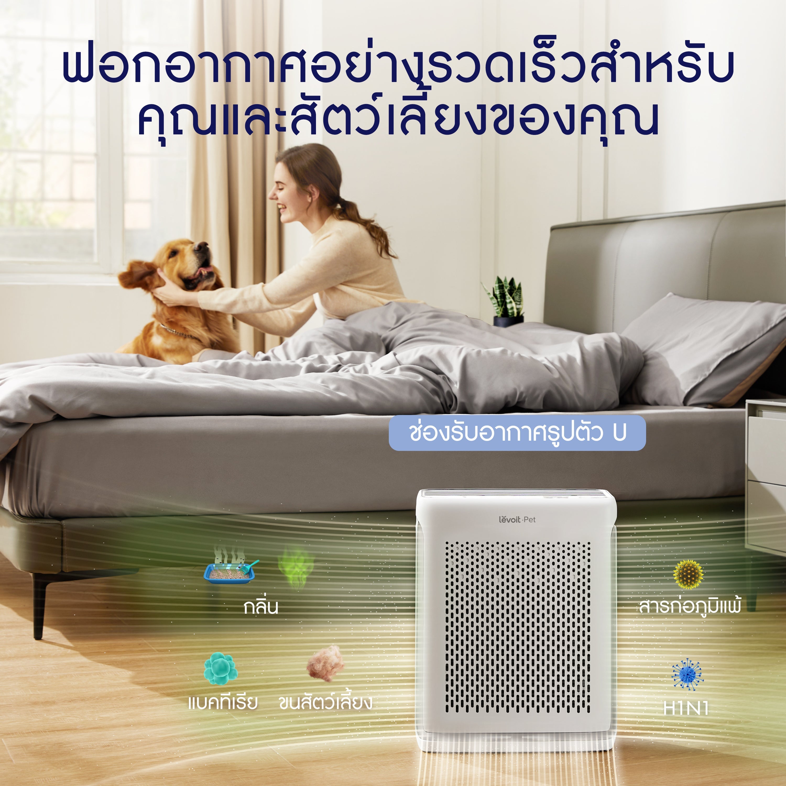 Levoit Vital 100S Pet Air Purifier PM2.5 เครื่องฟอกอากาศ levoit 100s สัตว์เลี้ยง ประกัน 2 ปี