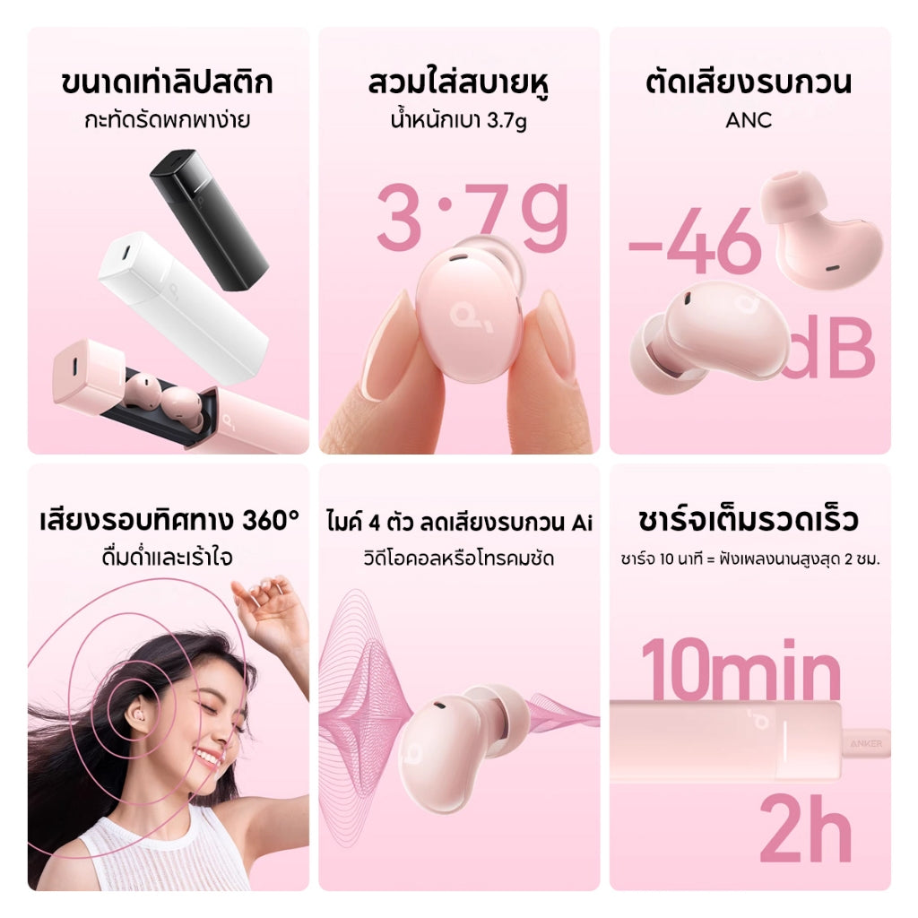 Soundcore A30i Noise Cancelling Earbuds หูฟังบลูทูธไร้สาย ลดเสียงรบกวน All-New True-Wireless Earbuds Reduce Noise A3958