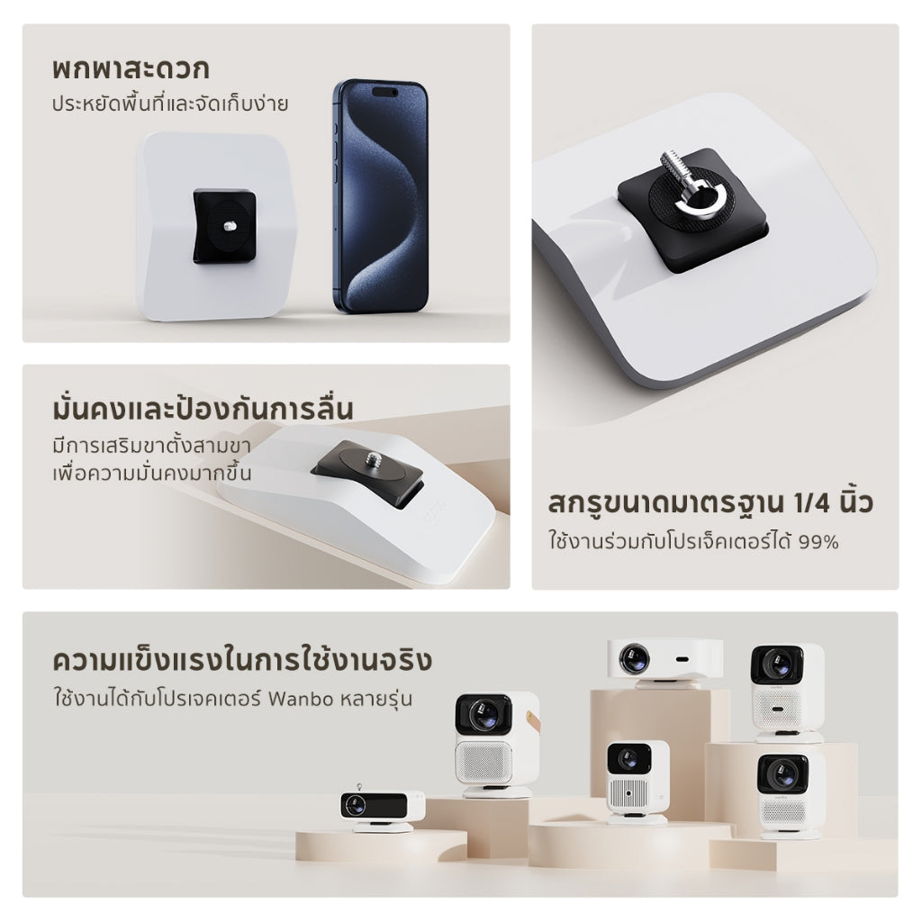 Wanbo Projector Desktop Stand ขาตั้งโปรเจคเตอร์ มั่นคงและป้องกันการลื่น ปรับได้ ±15° ง่ายต่อการใช้งาน