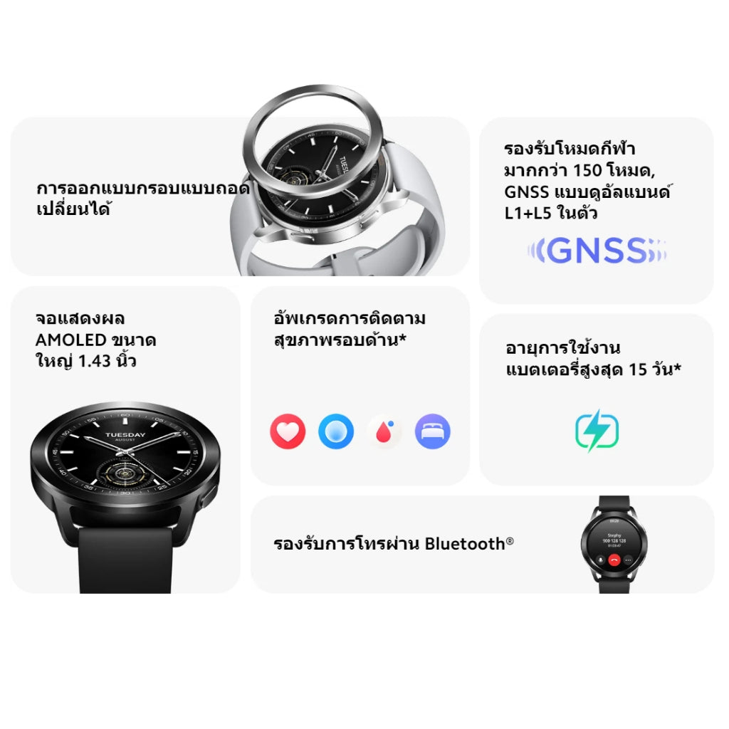 Xiaomi Watch S3 นาฬิกาสมาร์ทวอทช์ จอแสดงผล AMOLED 1.43" 60Hz การจัดการสุขภาพหลายมิต โทรบลูทูธ แบตรอึด 15วัน