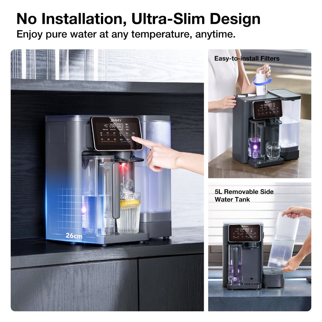 JIMMY R9 UV Reverse Osmosis Water Purifier เครื่องกรองน้ำดื่ม RO 7 ชั้น ฆ่าเชื้อ UV ปรับอุณหภูมิ 7 ระดับ ร้อนเร็วใน 3 วิ