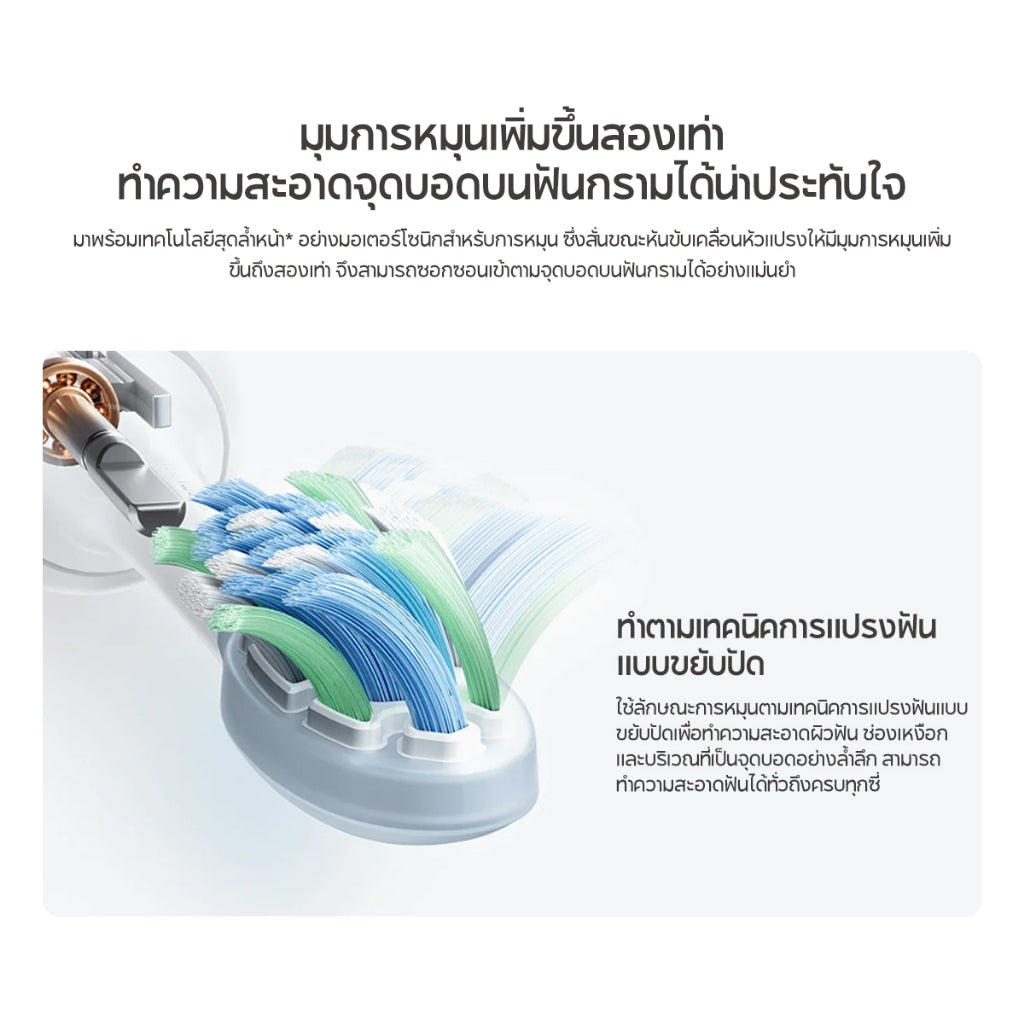 Xiaomi Oscillation Electric Toothbrush มอเตอร์สั่นแบบโซนิค อายุการใช้งานแบตเตอรี่ 180 วัน* แบบดูดซับแรงกระแทก หัวแปรงทำความสะอาดฟัน