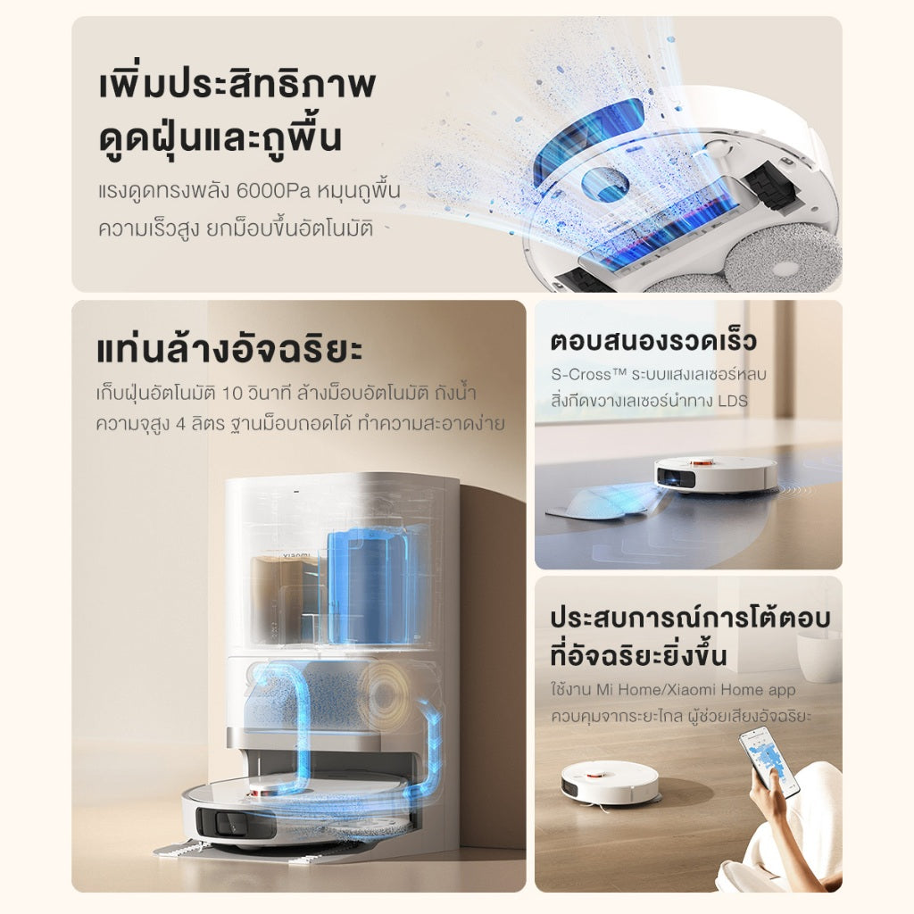 Xiaomi Robot Vacuum X20+ / X20 Pro / X20 Max การเก็บฝุ่นอัตโนมัติโดยไม่ต้องล้าง แรงดูด 6000Pa เลเซอร์นำทาง LDS