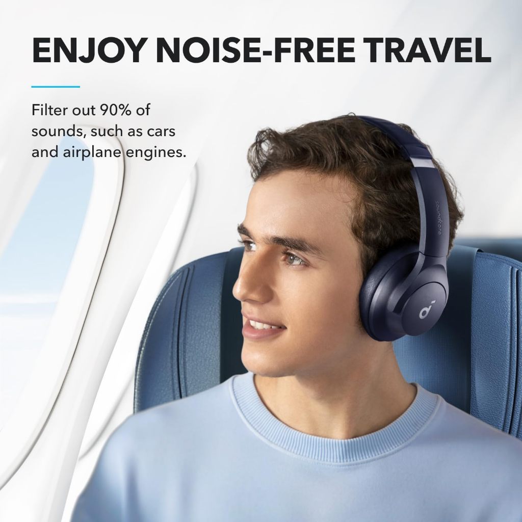 Soundcore Q20i หูฟังตัดเสียงรบกวน ไดรเวอร์ 40 มม. Hi-Res เมมโมรี่โฟม หูฟังบลูทูธ 5.0 รุ่นอัพเกรด Q20+ headphone A3004