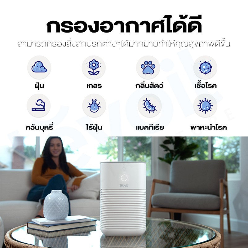 Levoit LV-H128 Air Purifier H13 True HEPA กรองฝุ่น เครื่องฟอกอากาศ จอสัมผัส เครื่องฟอก สำหรับห้องขนาด