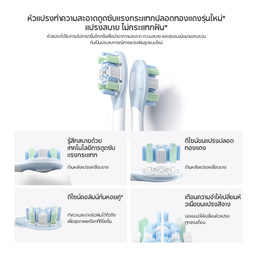 Xiaomi Oscillation Electric Toothbrush มอเตอร์สั่นแบบโซนิค อายุการใช้งานแบตเตอรี่ 180 วัน* แบบดูดซับแรงกระแทก หัวแปรงทำความสะอาดฟัน