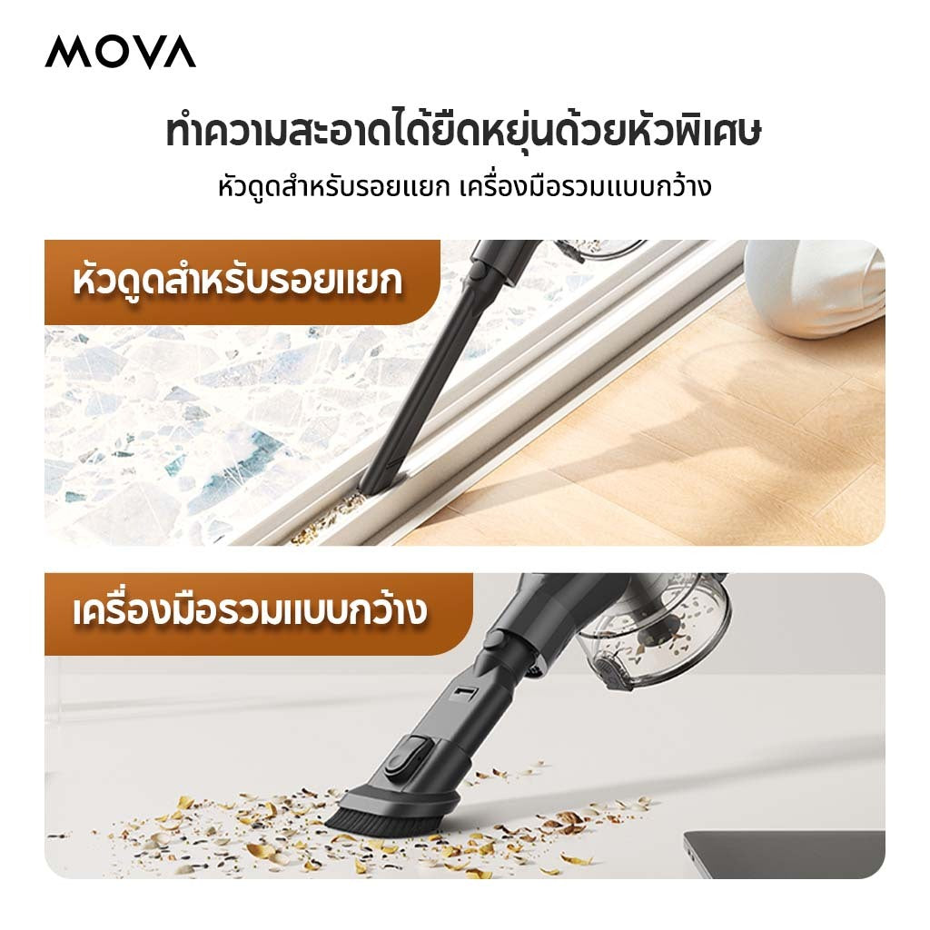 MOVA J20 Cordless Stick Vacuum เครื่องดูดฝุ่นไร้สาย | ใช้งานต่อเนื่อง 50 นาที | ไฟ LED |ระบบการกรอง 97%