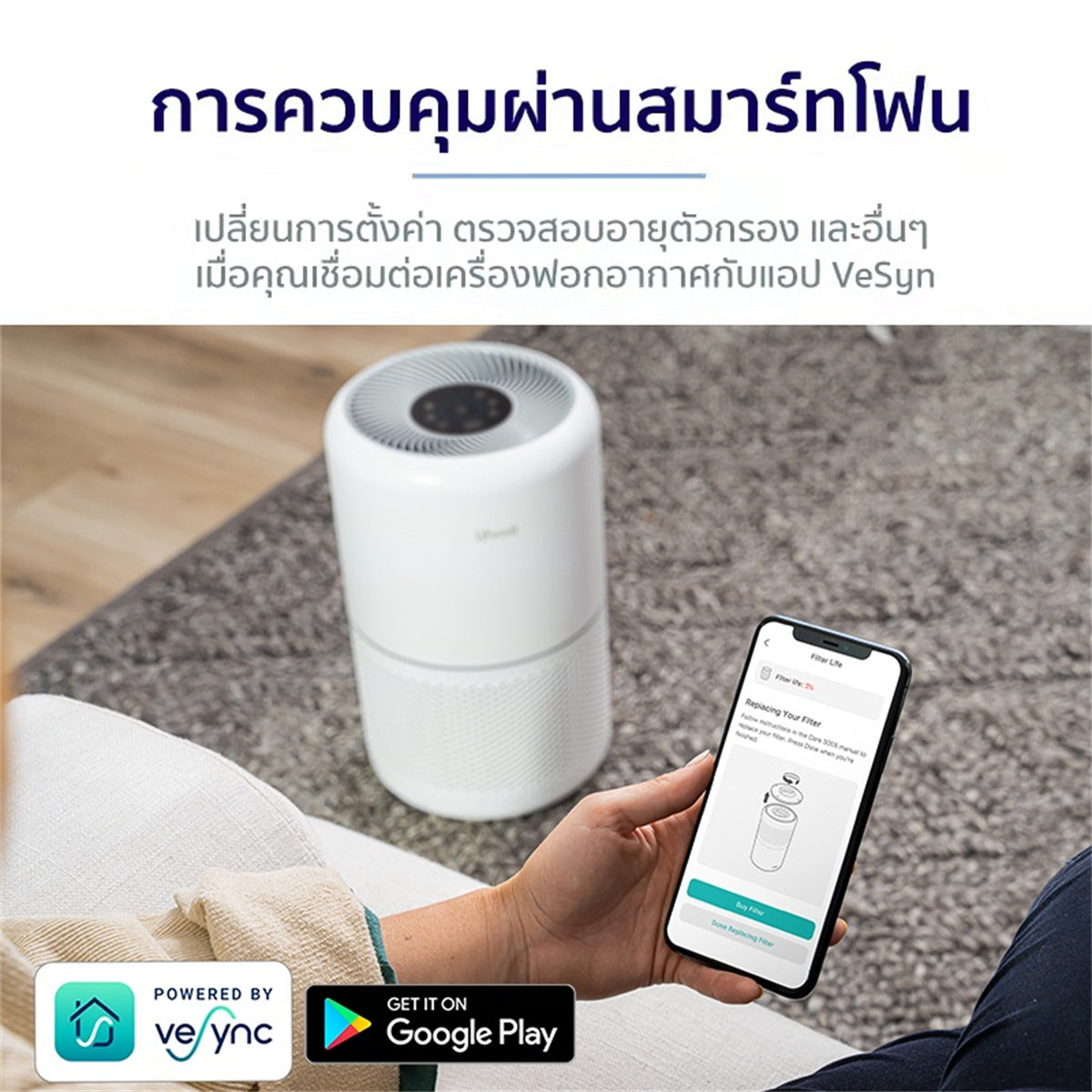 Levoit Core 300S Air Purifier PM2.5 App เครื่องฟอกอากาศ levoit 300s กรองอากาศ ประกัน 2 ปี