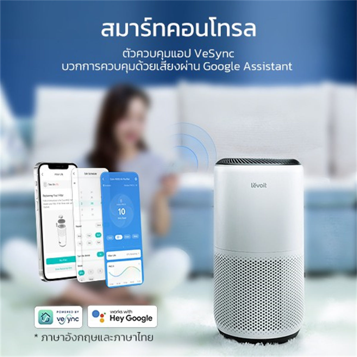 Levoit Core 400S Air Purifier PM2.5 App เครื่องฟอกอากาศ levoit 400s กรองอากาศ ประกัน 2 ปี