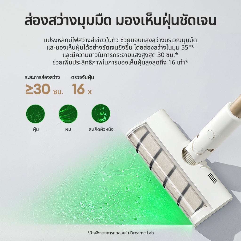 Dreame V10S Cordless Stick Vacuum เครื่องดูดฝุ่นไร้สาย เทคโนโลยีจับฝุ่นด้วยแสงสีเขียว พลังดูดสูง 20,000Pa