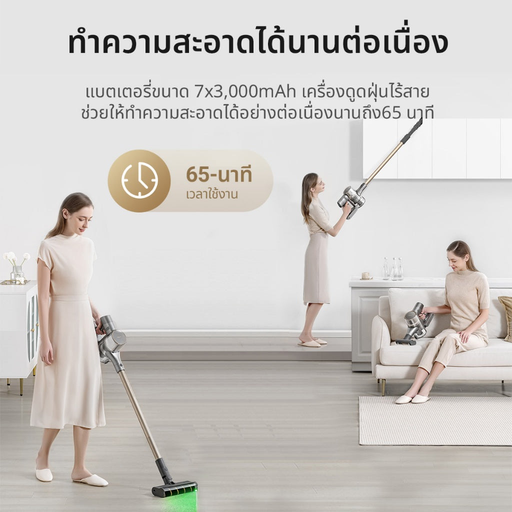Dreame V12S / V10S Cordless Stick Vacuum เครื่องดูดฝุ่นไร้สาย เทคโนโลยีจับฝุ่นด้วยแสงสีเขียว แรงดูด 20KPa