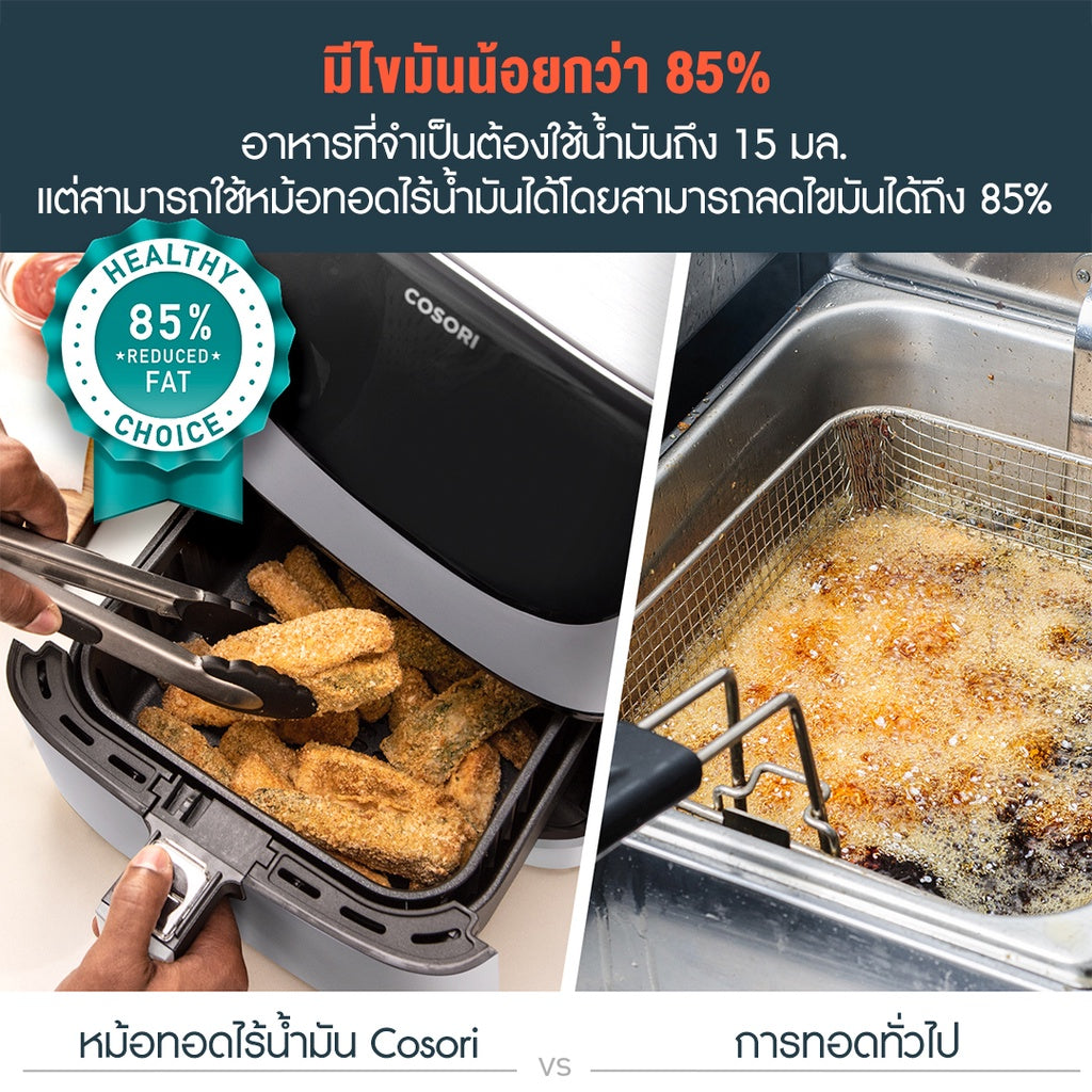 Levoit Cosori CP158 Air Fryer 5.5L กันรอยนิ้วมือ หม้อทอดไร้น้ำมัน หม้อทอด ไฟฟ้า หม้อทอดไร้น้ำมันความจุมาก กำลังไฟ 1700W อาหารไม่ติดหม้อ APP ให้การทำสูตร