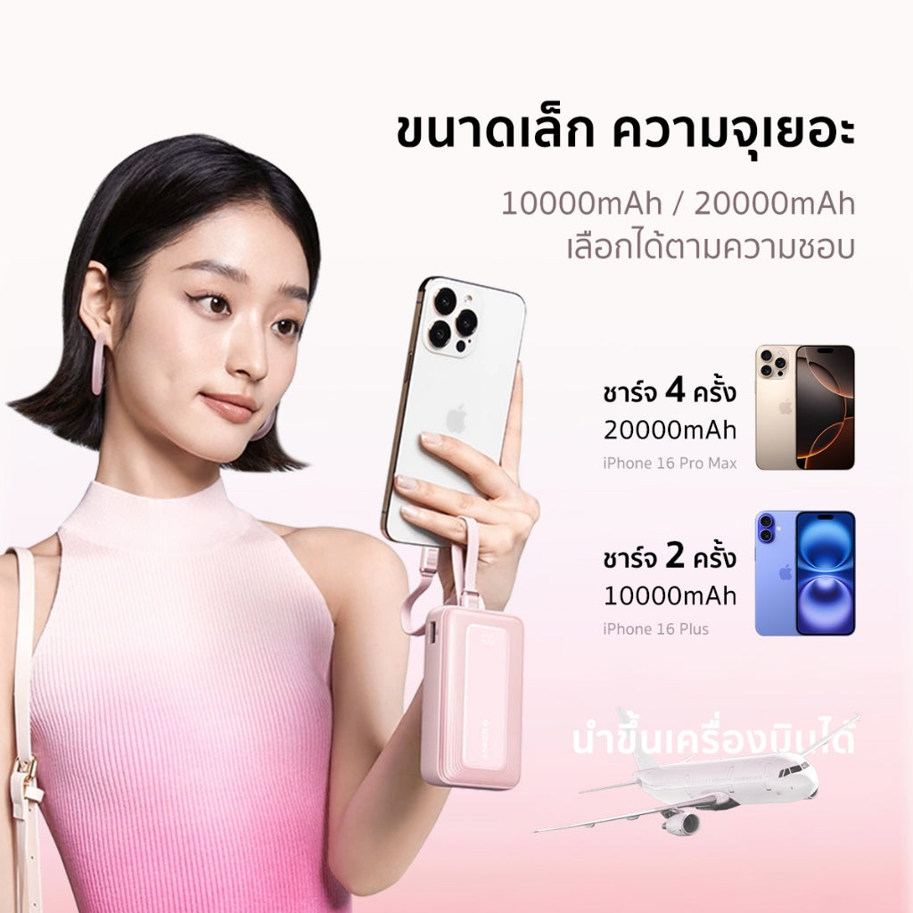 Anker Zolo Power Bank 10000 mAh แบตสํารอง 4 พอร์ต ชาร์จเร็ว 30W สาย USB-C และ ในตัว สำหรับ for iPhone 16