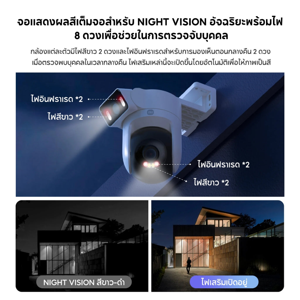 Xiaomi Mi Outdoor Camera CW500 Dual Home Security Camera กล้องคู่ 2.5K มั่นคง + Camera PTZ แบบสีเต็มอัจฉริยะ