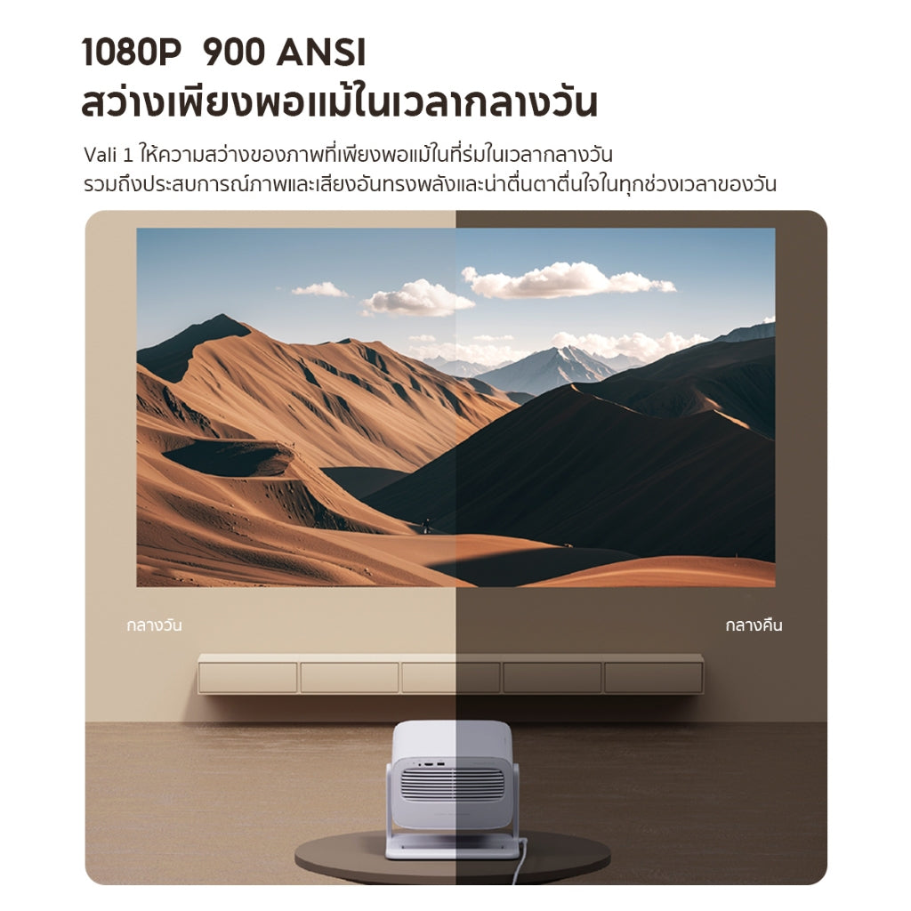 Wanbo Vali 1 900 ANSI Projector กิมบอลมุมกว้าง 200°การปรับเทียบอัจฉริยะ โปรเจคเตอร์ พกพา Android 11.0 อัพเกรดใหม่