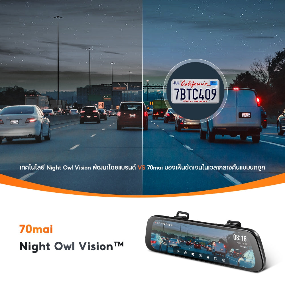 70mai Rearview Dash Cam S500 Type-c 1944P 3K ภาพถอยรถ กล้องมองหลัง กล้องคู่บันทึก HDR ตรวจสอบการจอดรถตลอด 24H