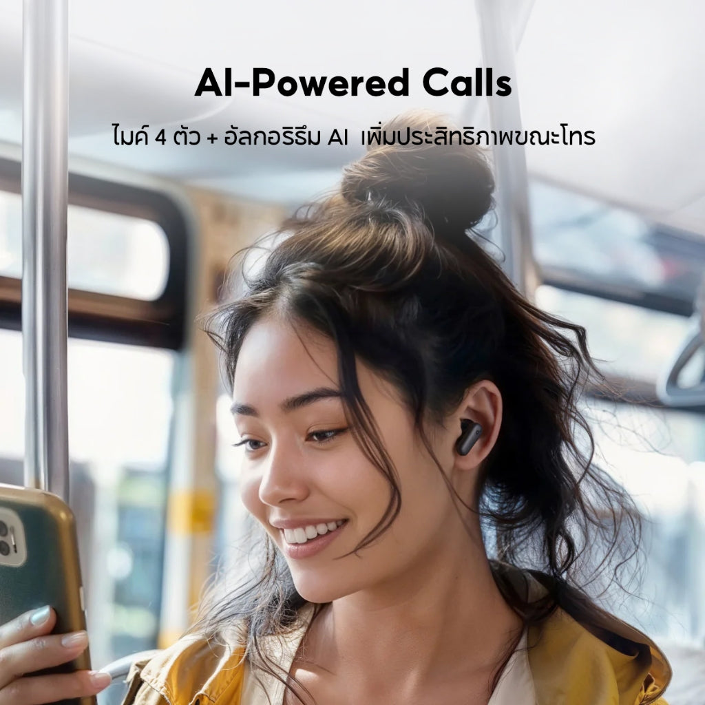 Soundcore R50i NC หูฟังบลูทูธ สายหูฟังไร ตัดเสียงรบกวน ANC กันน้ำระดับ IP54 45 ชม ไมค์ 4 ตัว อัลกอริธึม Al A3959