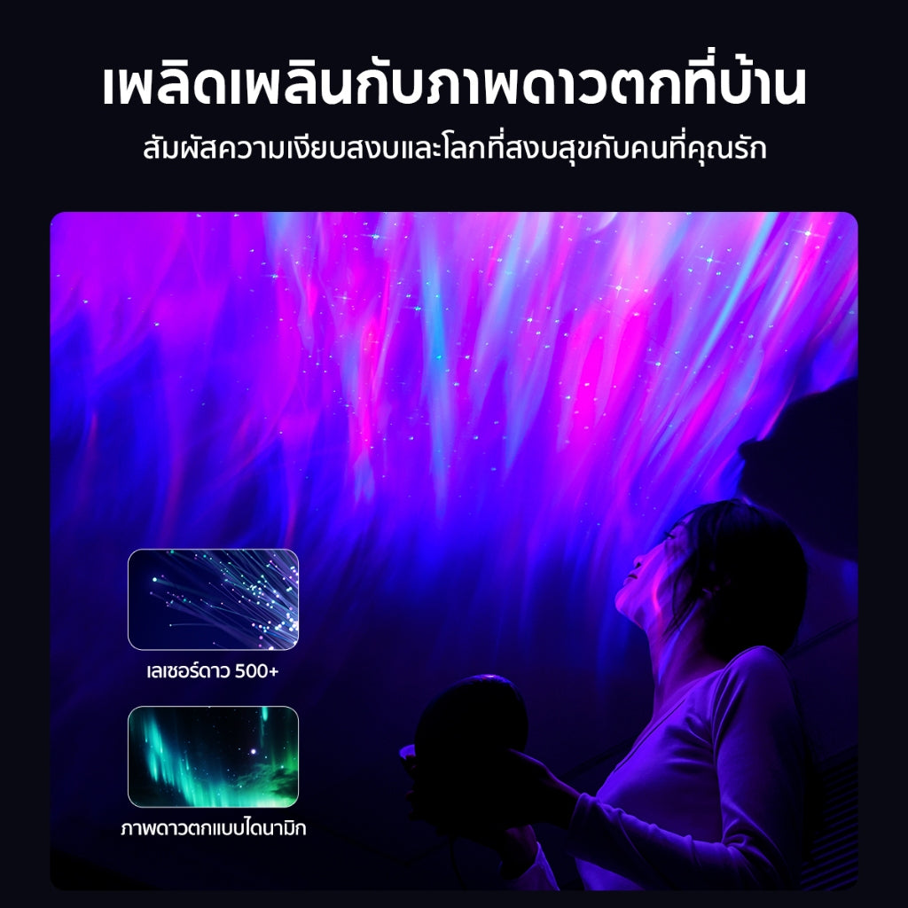 Wanbo EVA Galaxy Light โคมไฟโปรเจคเตอร์ โคมไฟดาว ไฟตกแต่งห้อง ลำโพง 3W Bluetooth 5.0 White Noise ช่วยการนอนหลับ