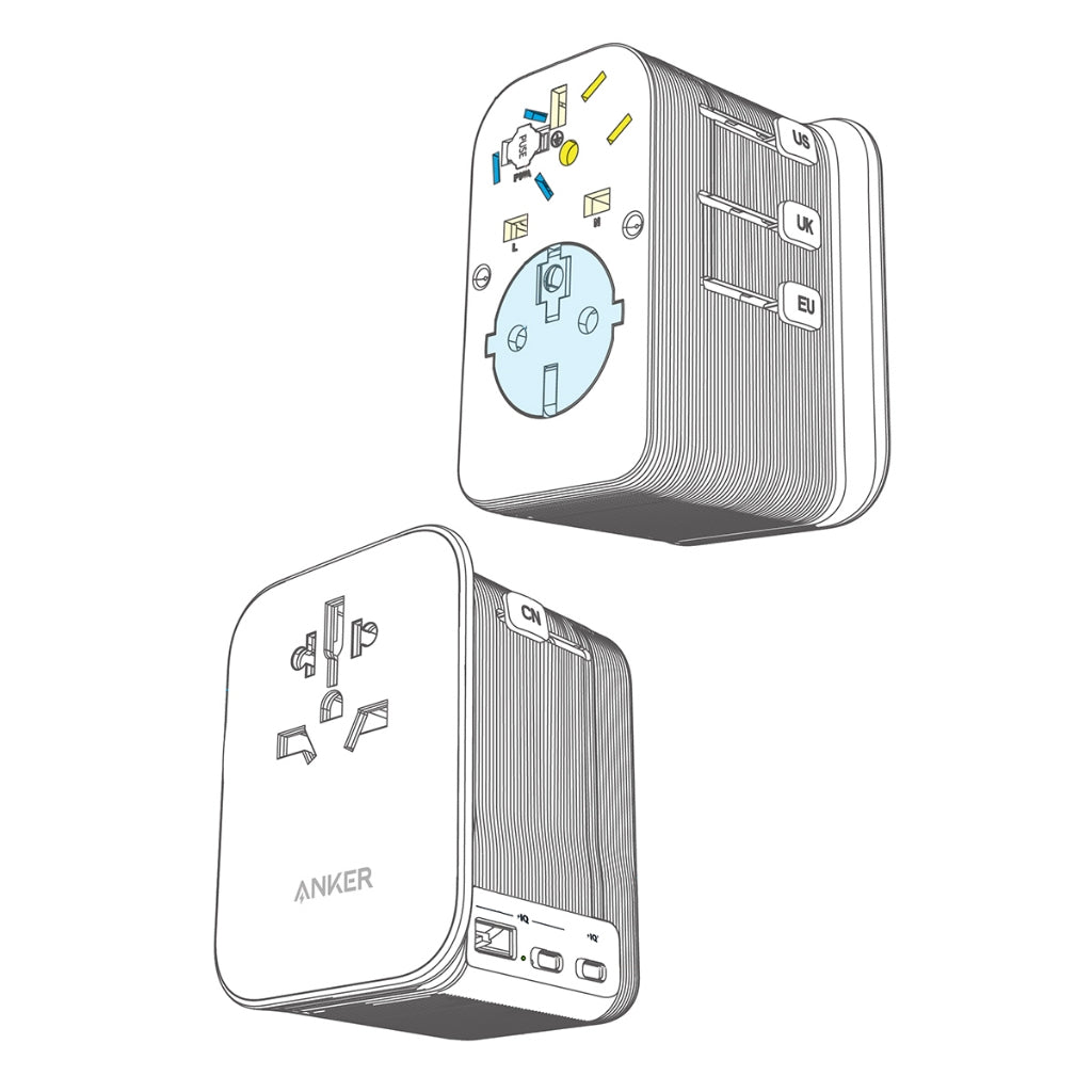 Anker Nano Travel Adapter 65W 4 in หัวแปลงปลั๊กไฟ มาพร้อม ช่อง 2 USB-C และ 1 USB-A ความปลอดภัยที่เหนือกว่า