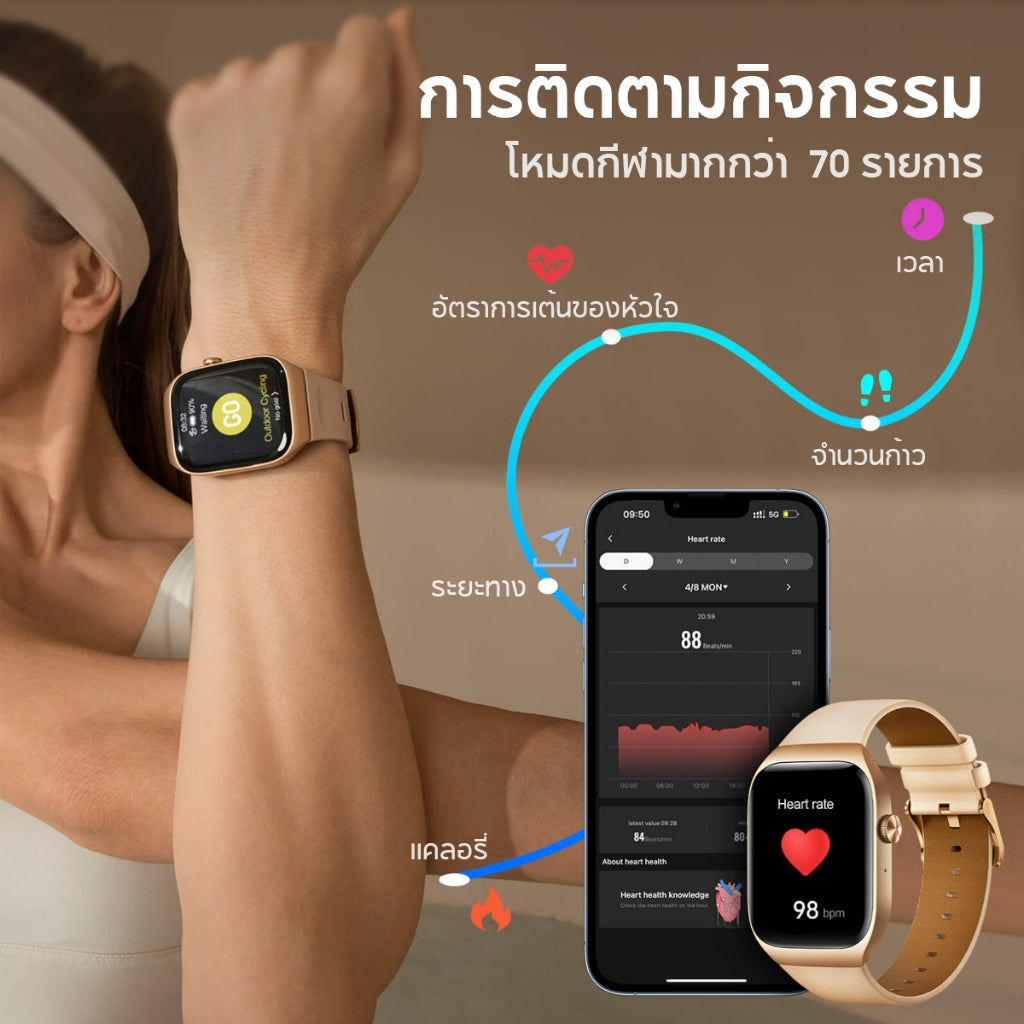 Mibro Watch T2 สมาร์ทวอทช์ คุยโทรศัพท์ได้ GPS ในตัว กันน้ำ 2ATM ลื่นไหล 60Hz AMOLED 1.75 นิ้ว