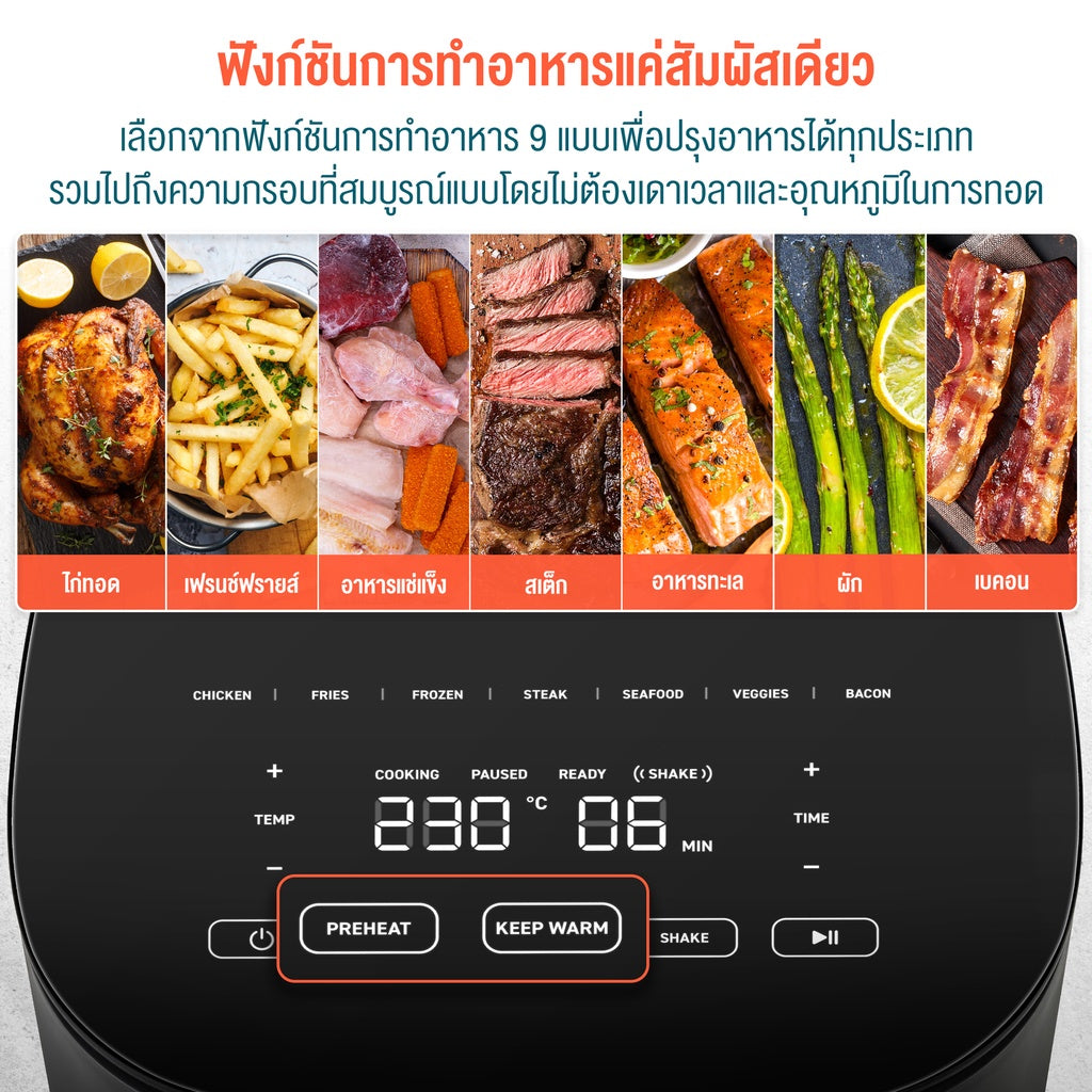 Levoit Cosori CAF-L501-KEU Air Fryer 4.7L หม้อทอดไร้น้ำมัน หม้อทอด ไฟฟ้า หม้อทอดลมร้อน กำลังไฟ 1700W เสียงรบกวนต่ำถึง55db อาหารไม่ติดหม้อ หม้อทอดไร้น้ำมันความจุมาก APP รายการสูตร