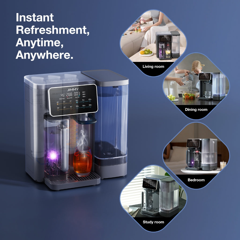 JIMMY R9 UV Reverse Osmosis Water Purifier เครื่องกรองน้ำดื่ม RO 7 ชั้น ฆ่าเชื้อ UV ปรับอุณหภูมิ 7 ระดับ ร้อนเร็วใน 3 วิ