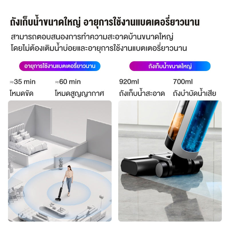 Dreame M12 เครื่องล้างพื้น 3in1 ดูดฝุ่น ไร้สาย ดูดน้ำ ขัดถู ถูพื้น ล้างพื้น ครบจบในเครื่องเดียว