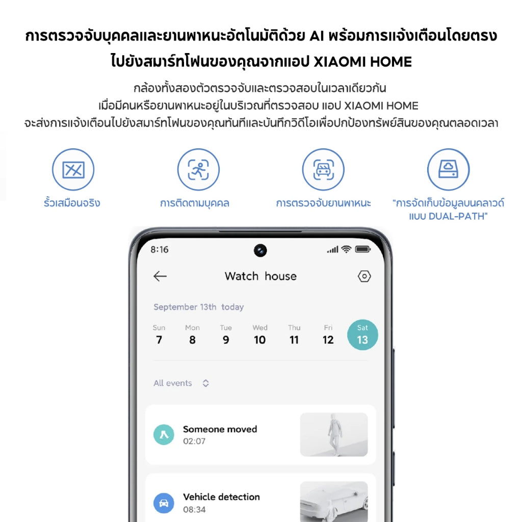 Xiaomi Mi Outdoor Camera CW500 Dual Home Security Camera กล้องคู่ 2.5K มั่นคง + Camera PTZ แบบสีเต็มอัจฉริยะ