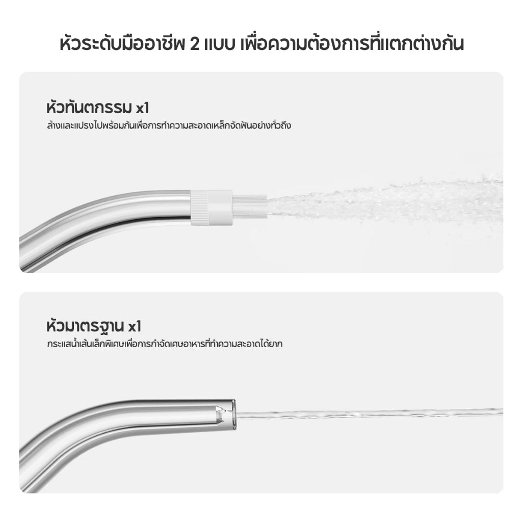 Xiaomi Water Flosser 2 ถังน้ำขนาดใหญ่ 200 มล ประสิทธิภาพขจัดคราบพลัค สูงถึง 99.6% แบตเตอรี่ใช้งาน ได้นาน 90 วัน