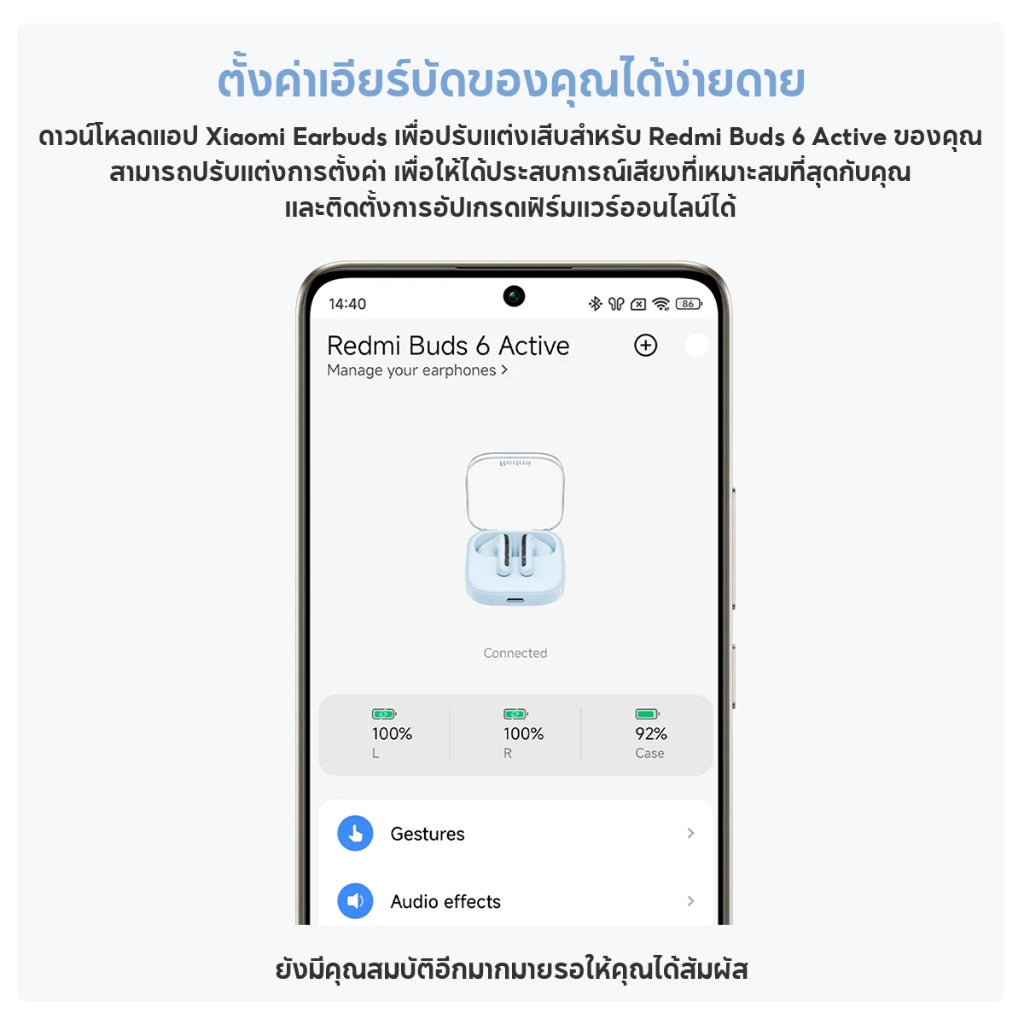 Xiaomi Redmi Buds 6 Active Wireless Bluetooth Earphone หูฟังบลูทูธไร้สาย ตัดเสียงรบกวนล้ำลึก เวลาเล่นสูงสุด 30h