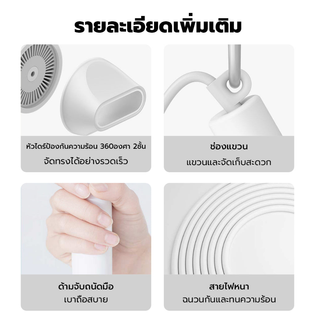 Xiaomi Mijia Anion Hair Dryer H300 ไดร์เป่าผมไฟฟ้า ไดร์เป่าผมไอออน แบบพกพา