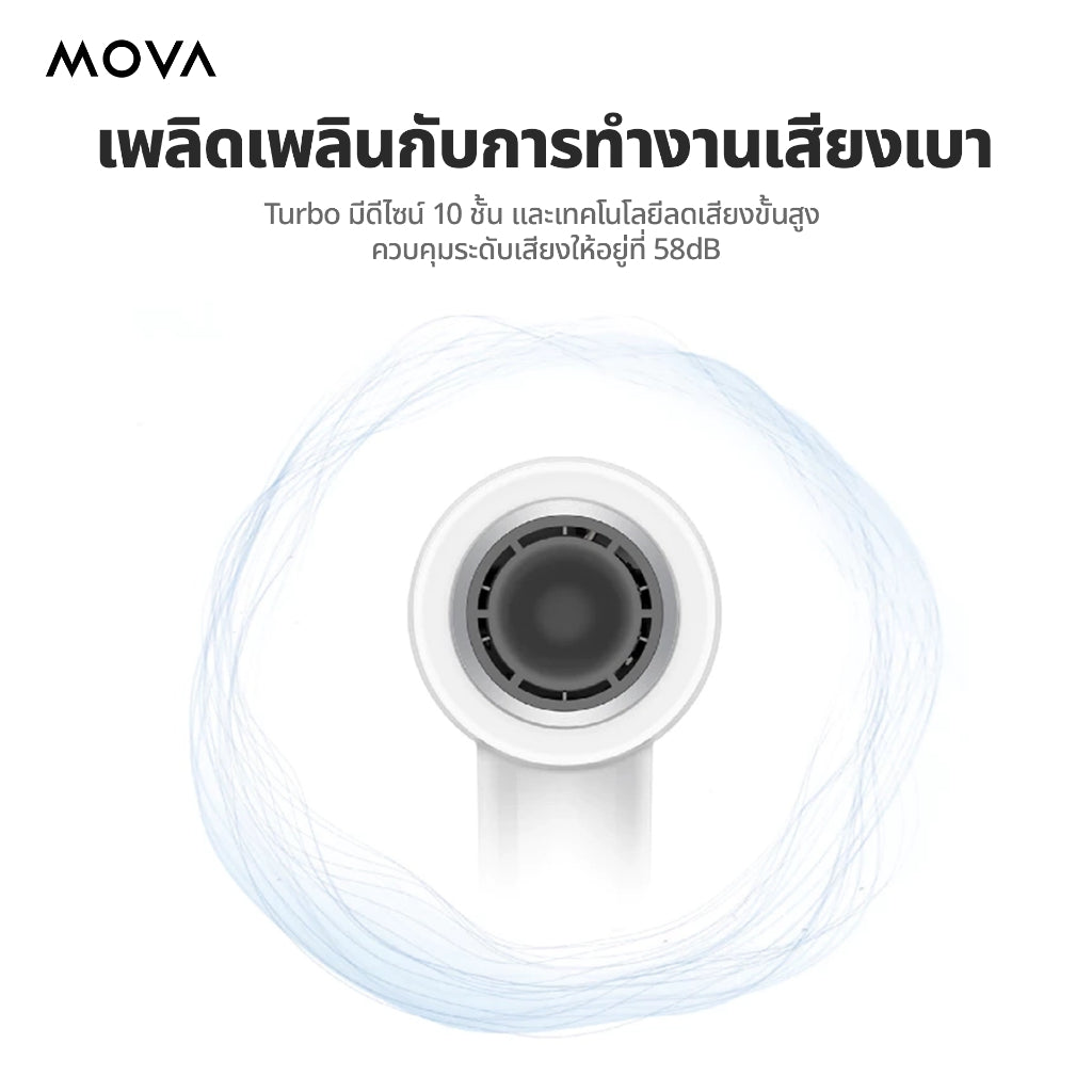 MOVA Turbo High-Speed Hair Dryer ไดร์เป่าผม|110,000 RPM | เป่าผมแห้งเร็วใน 40 วินาที | ไอออนลบ 200 ล้านตัว