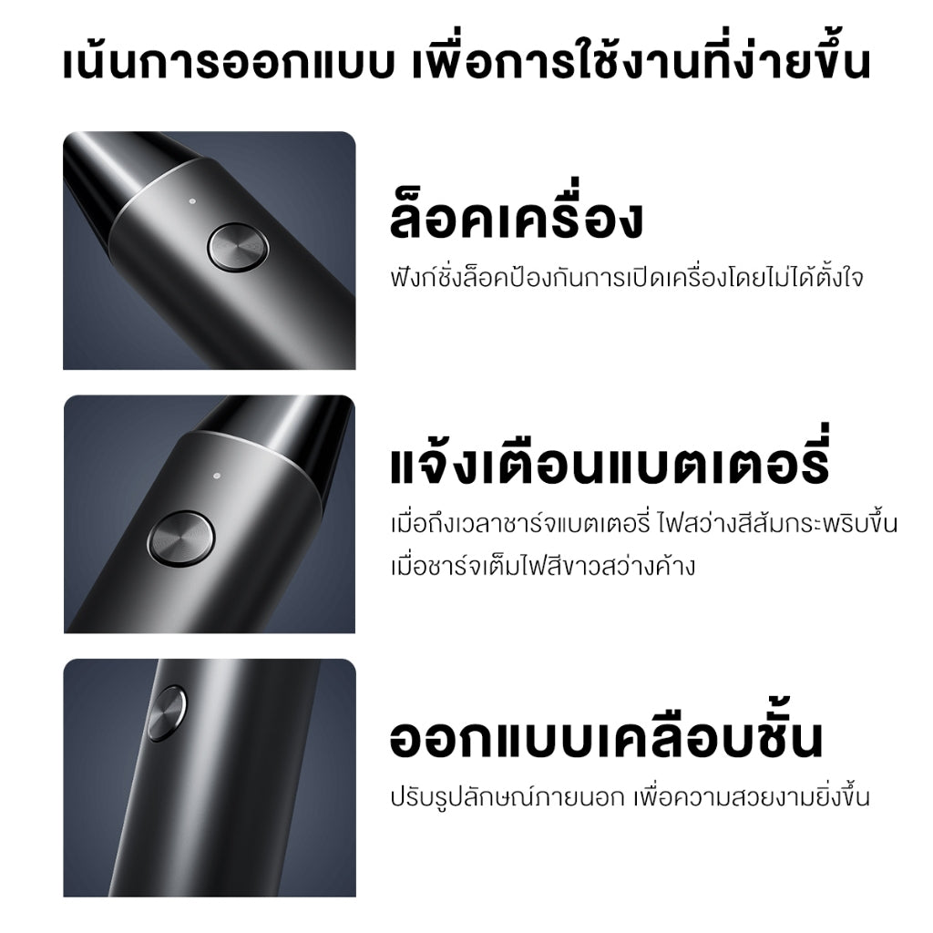 Xiaomi UniBlade Trimmer เครื่องโกนหนวดแบบกันจอนมัลติฟังก์ชั่น ใบมีดสามทิศทาง กันน้ำ IPX7 การชาร์จไร้สายแม่แหล็ก