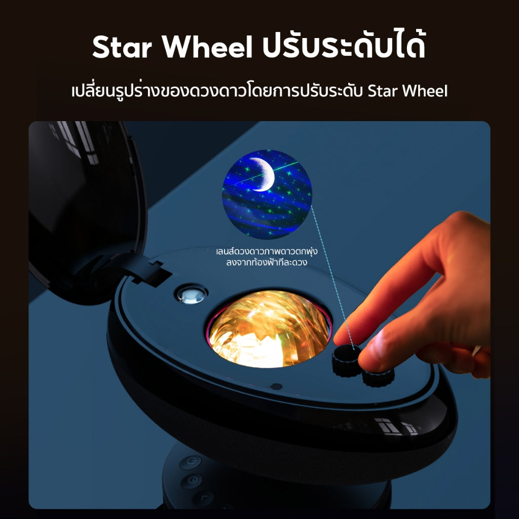 Wanbo EVA Galaxy Light โคมไฟโปรเจคเตอร์ โคมไฟดาว ไฟตกแต่งห้อง ลำโพง 3W Bluetooth 5.0 White Noise ช่วยการนอนหลับ