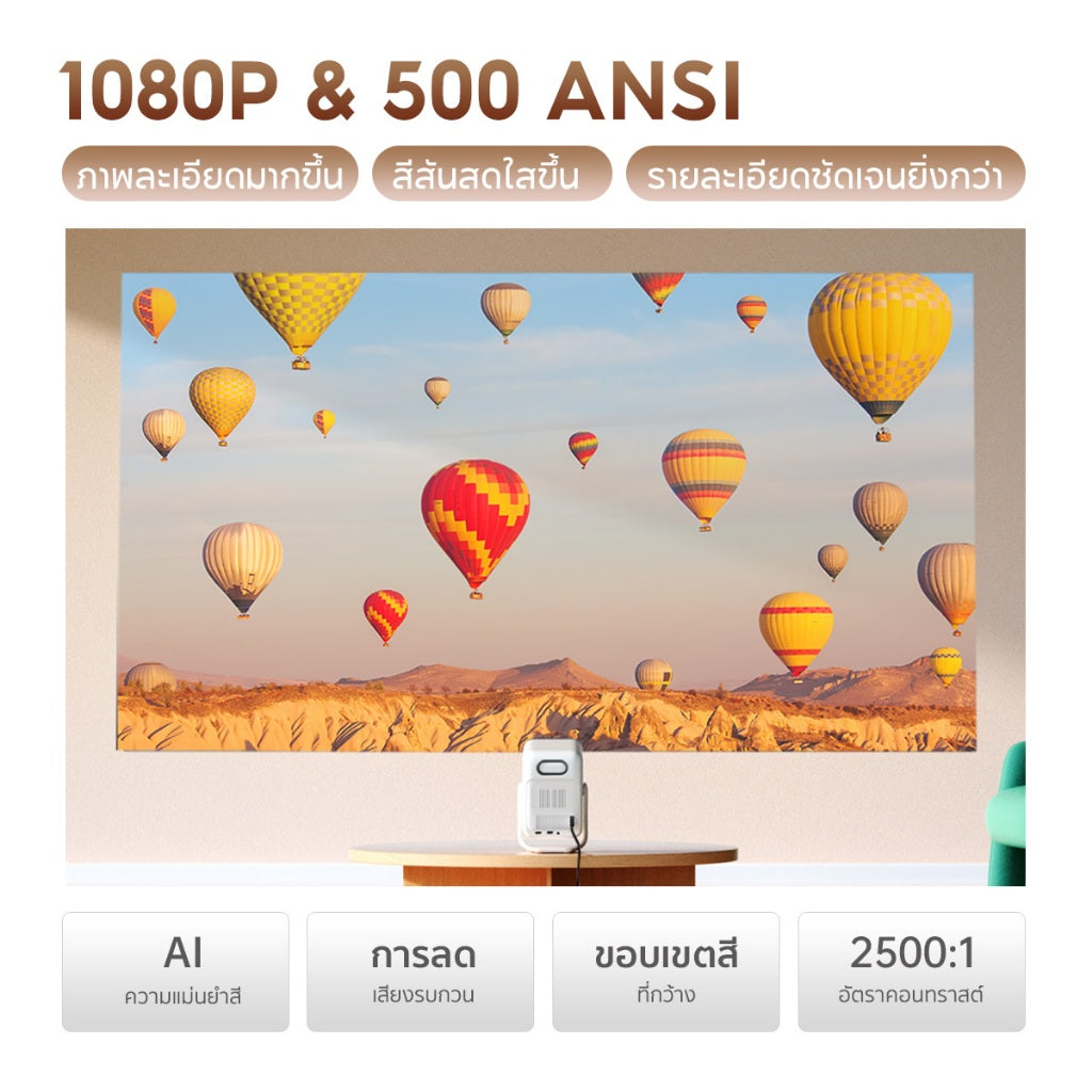 Wanbo T2 Ultra 500 ANSI Projector โปรเจคเตอร์ พกพา การป้องกันการสั่น Android 11.0 การอัพเกรดที่ครอบคลุม