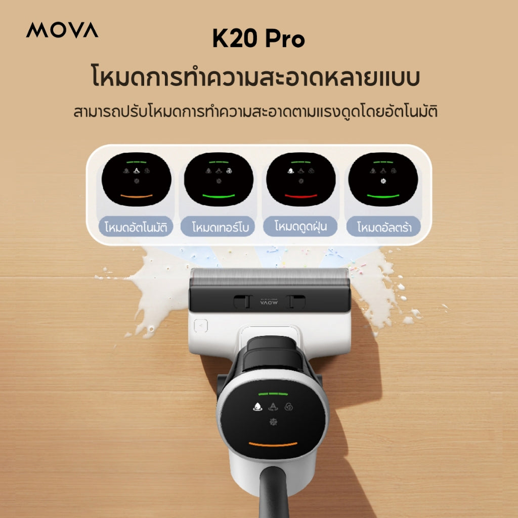 MOVA K20 Pro Wet and Dry Vacuum เครื่องดูดฝุ่นถูพื้น กำจัดแบคทีเรียได้ 99.9% ทำความสะอาดขอบสองด้าน รับประกัน 2 ปี