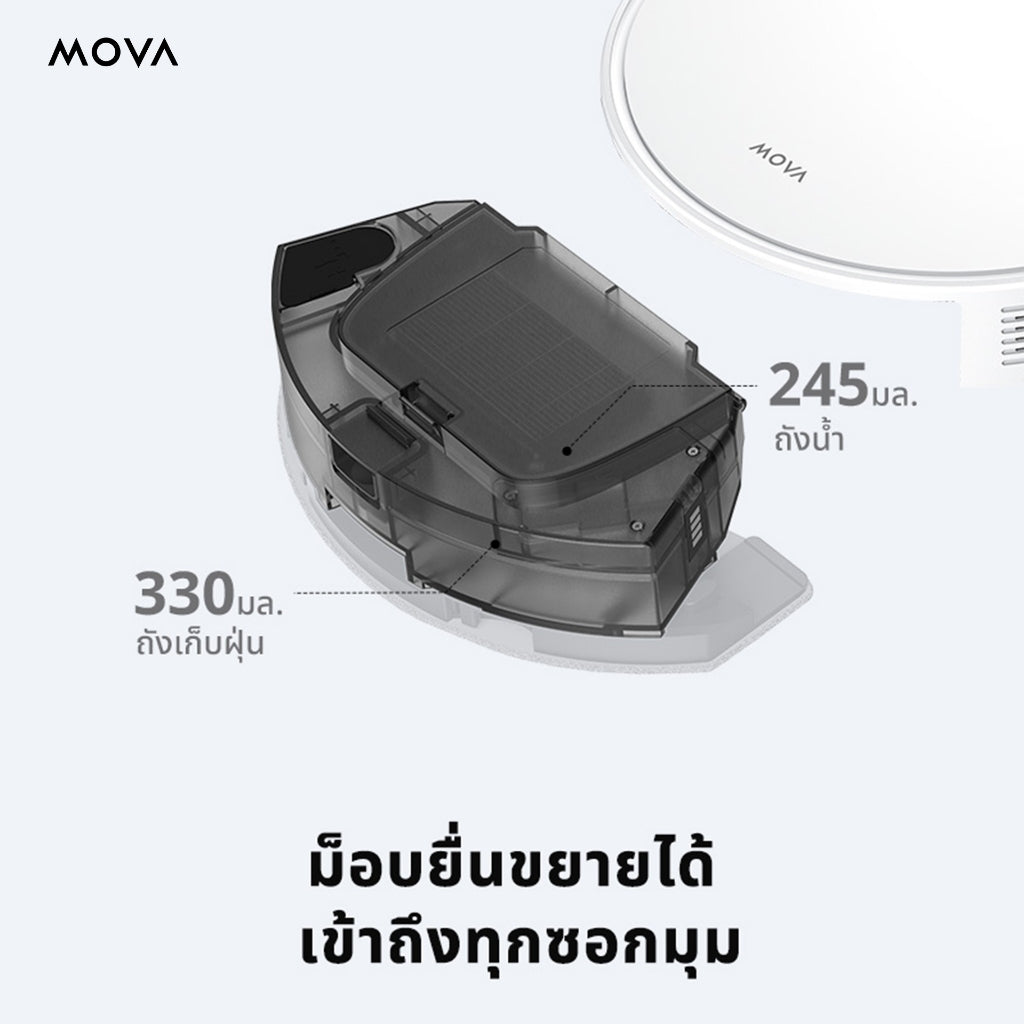 MOVA E10 Robot Vacuum Mop หุ่นยนต์ดูดฝุ่นและล้างพื้น ดูดแรง 4500Pa ควบคุมอัตโนมัติผ่านแอป โหมดคู่