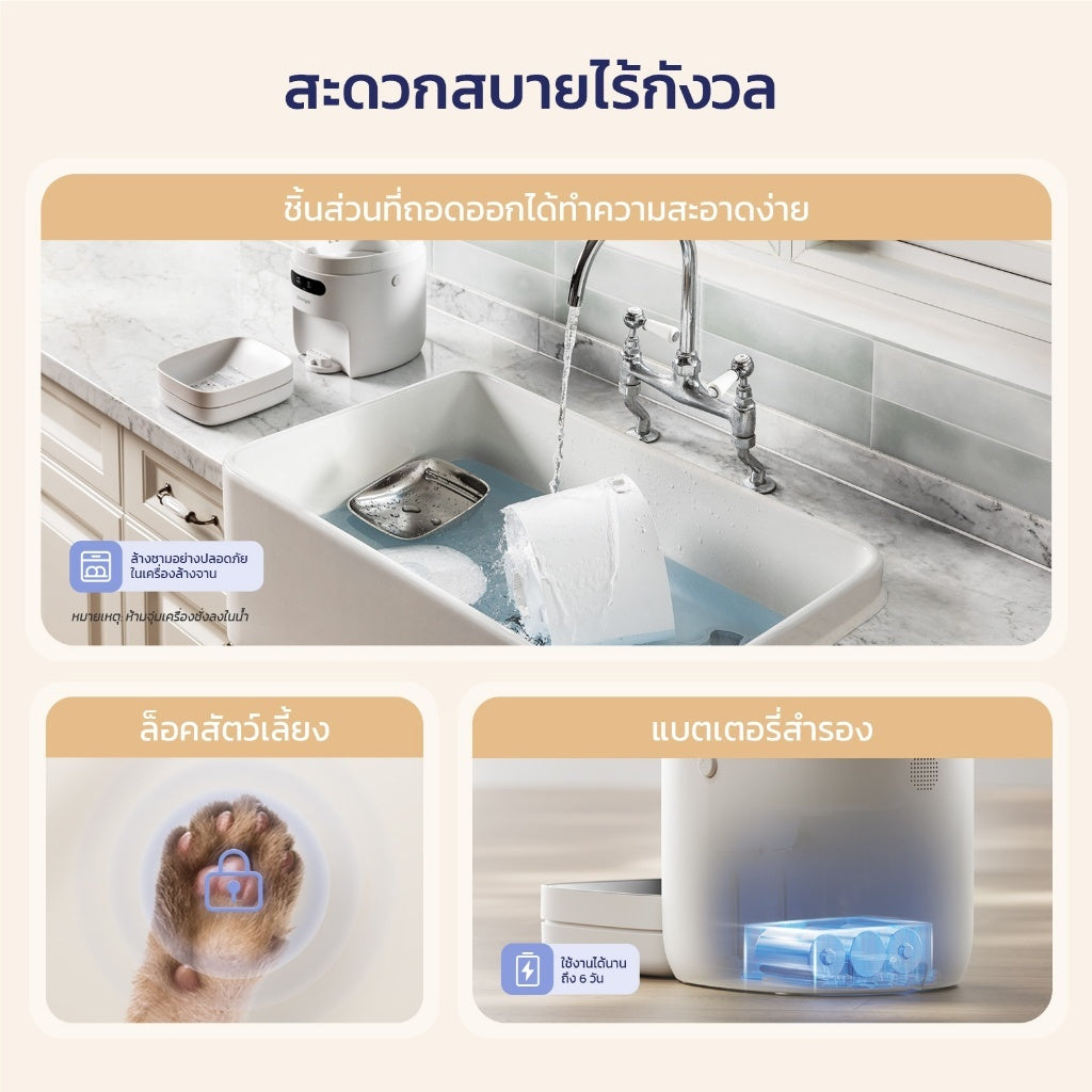 Levoit Pawsync Smart pet feeder 3.6L เครื่องให้อาหารสัตว์เลี้ยงอัตโนมัติ ฉลาด APP สามารถเรียกสัตว์เลี้ยงได้