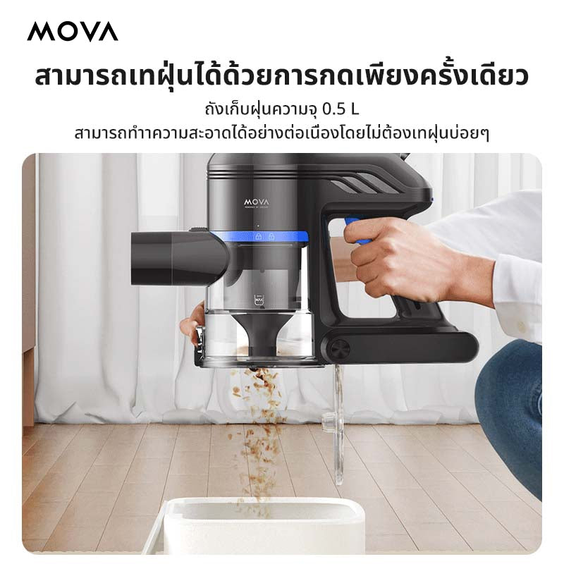 MOVA J30/S3 Detect Cordless Stick Vacuum เครื่องดูดฝุ่นไร้สาย | ท่อแบบพับได้ |ใช้แสงสีเขียวเห็นรอยฝุ่นได้มากขึ้น