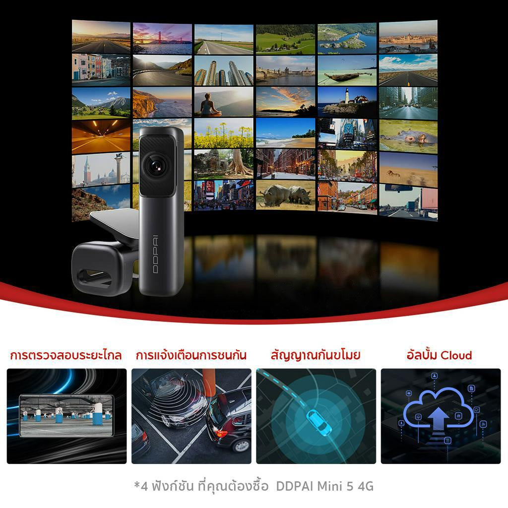 DDPAI Mini 5 4G Dash Cam 2160P 4K Ultra HD Car Camera กล้องติดรถยนต์ มาพร้อมกับหน่วยความจำ 64GB ควบคุมผ่าน APP รับ Mini5