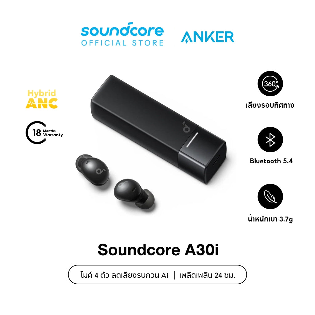 Soundcore A30i Noise Cancelling Earbuds หูฟังบลูทูธไร้สาย ลดเสียงรบกวน All-New True-Wireless Earbuds Reduce Noise A3958
