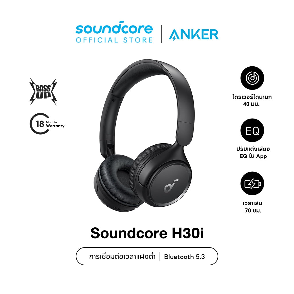 Soundcore H30i headphone bluetooth หูฟังบลูทูธไร้สาย หูฟังตัดเสียงรบกวน หูฟังไร้สาย A3012