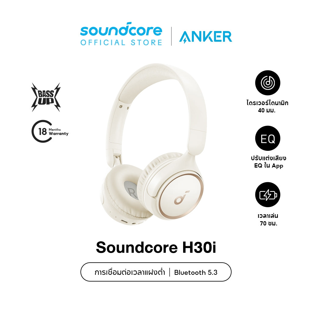 Soundcore H30i headphone bluetooth หูฟังบลูทูธไร้สาย หูฟังตัดเสียงรบกวน หูฟังไร้สาย A3012