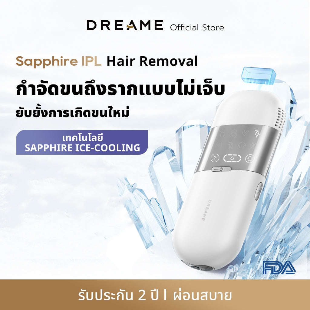 Dreame Sapphire IPL Hair Removal 21J เครื่องเลเซอร์กำจัดขนแบบ IPL Ice-Cooling 8 ระดับ ปกป้องผิวจากความร้อน