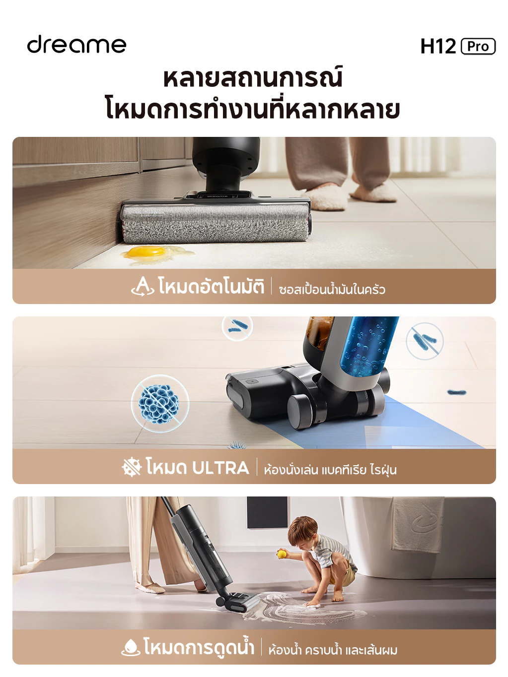 Dreame H12 Pro / H12 Dual / H14 Wet and Dry Vacuum เครื่องล้างพื้น 6in1 ดูดฝุ่น ดูดน้ำ ถูพื้น จบในเครื่องเดียว
