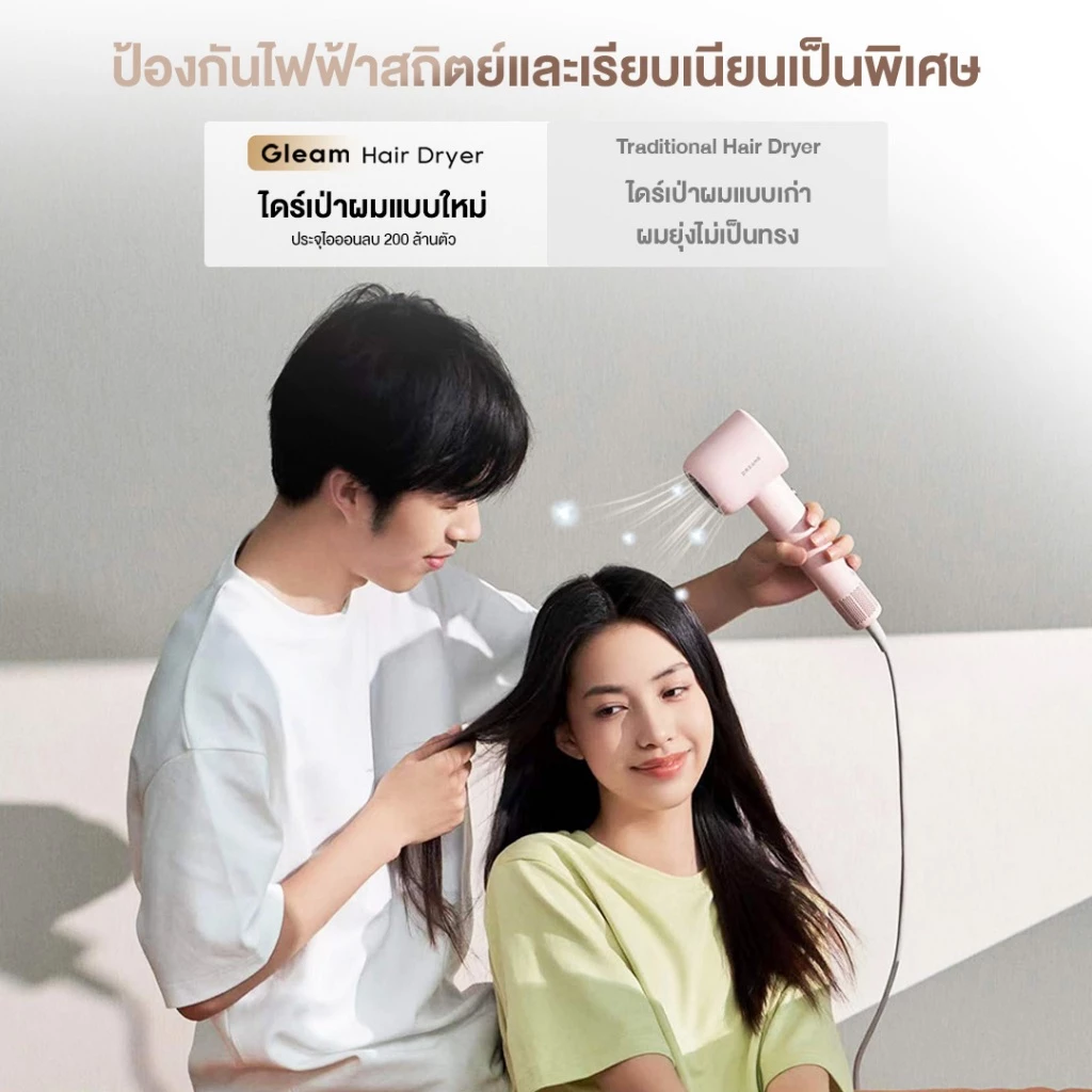 Dreame Hair Gleam High-Speed Hair Dryer ไดร์เป่าผมความเร็วสูง เป่าแห้งใน 2 นาที ดูแลเส้นผมด้วยไอออนลบ
