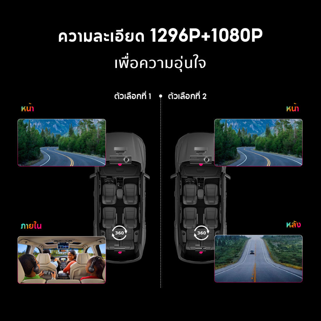 DDPAI N1 Dual Dash Cam กล้องติดรถยนต์ 1296P HD Car Camera 135°การบันทึกมุมกว้างพิเศ ควบคุมผ่าน APP รับประกันศูนย์ไทย 1ปี
