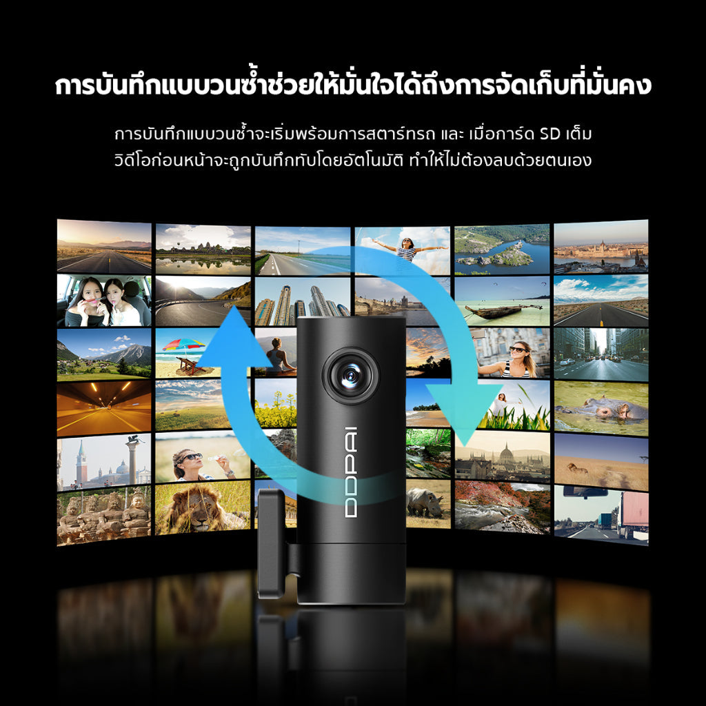 DDPAI MINI Pro Dash Cam 1296P HD กล้องติดรถยนต์ เมนูภาษาไทย รับประกันศูนย์ไทย 1ปี wifi กล้องติดรถยนต์อัจฉริยะ