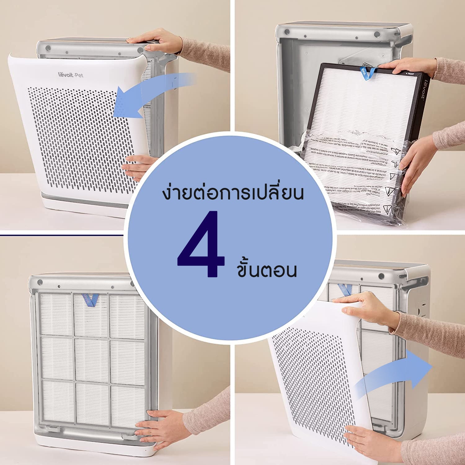 Levoit Vital 100S Filter ฟิลเตอร์เครื่องฟอกอากาศ ตัวกรองที่ถอดออกได้ สำหรับ กำจัดอนุภาคขนาด 0. 3 ไมครอนได้ 99.97%